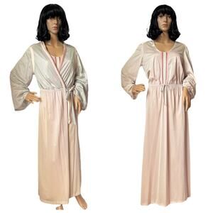 American Vintage Sears openback Nightgown & robe set pink gray medium
